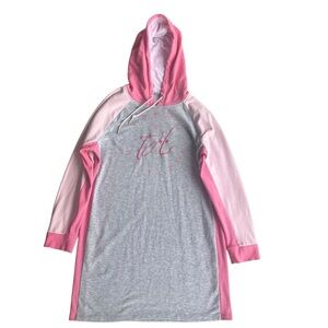 Tommy Hilfiger Women’s Med Pink Gray Embroidered Logo Oversized Sweatshirt Dress